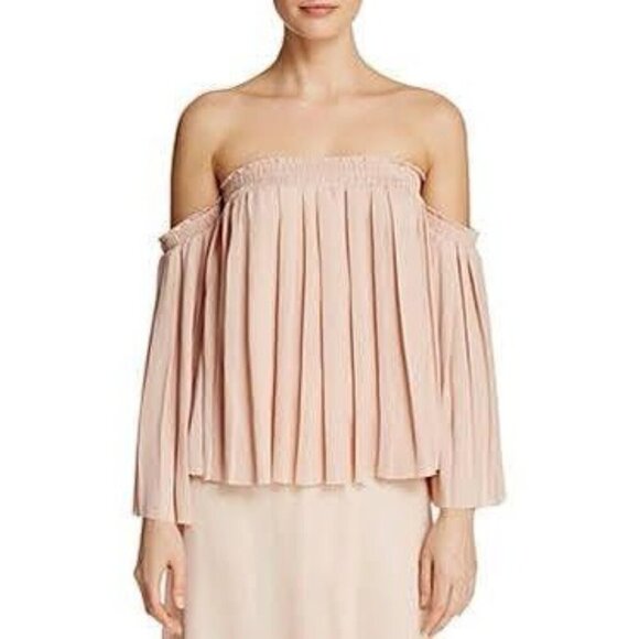 Elizabeth and James Emelyn Pleated Top Small in Burlap Cream Off Shoulder $295 - Picture 1 of 9